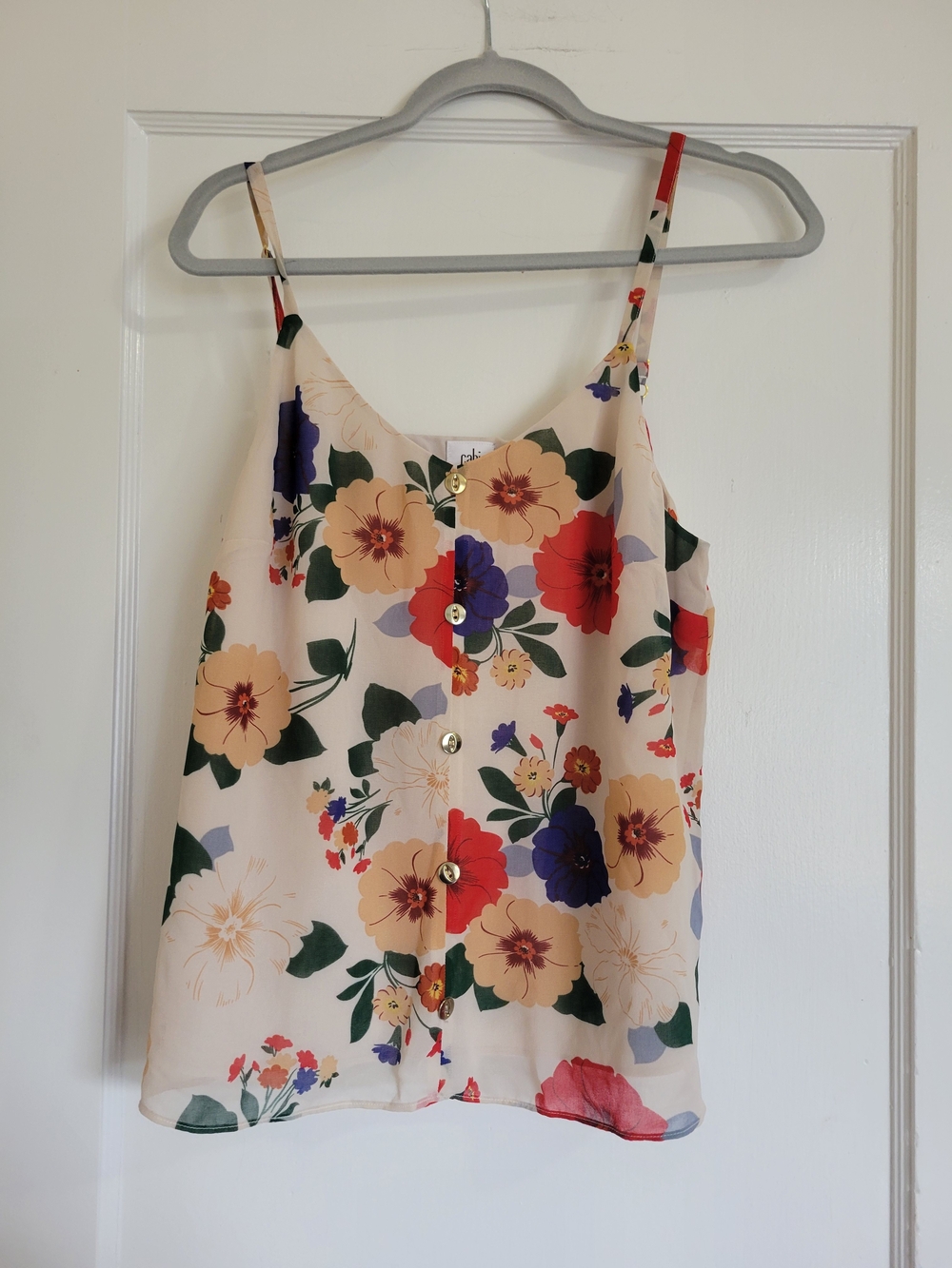 CABI Women's Sleeveless Spaghetti Strap Multicolor Floral Lined Floral Blouse M
